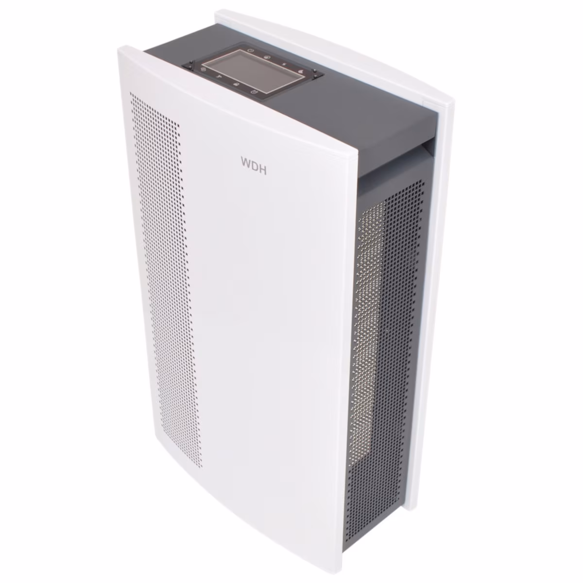 Purificator aer profesional WDH Germany, ionizare, prefiltru, carbune activ, HEPA, ESP, 45W, 40 m², 250 m³/h, LCD Touch, Alb/Gri