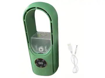 Mini aer conditionat cu ventilatie, cu umidificator de aer, capacitate rezervor de apa 100 ml, cu jocuri de lumini, verde