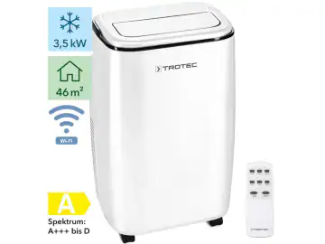 Aer conditionat portabil Trotec PAC 3501 S, WiFi, 12000 Btu/h, Dezumidificare, Functie Swing, Timer, Ventilatie, Pentru 46 mp