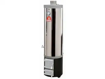 Boiler pe lemne din inox 90L cu focar economic samotat si usi din fonta