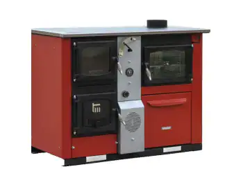 Soba pe lemne tip centrala Tamara, 25kw, rosu, evacuare dreapta