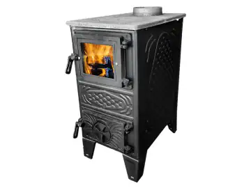 Soba Mini, Semineu Godin, Tabla, Focar Samotat, Sticla, Lemne Carbune, Plita 1 Arzator, Gatit Incalzit, Putere 6kw, Suprafata 30 - 40mp, Dimensiuni (HxAxL): 61 x 45 x 30cm