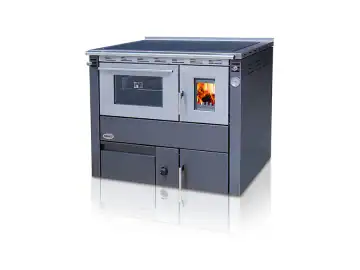 Soba centrala cu plita si cuptor CEZARA 25, 25kw, GRI ANTRACIT, dreapta