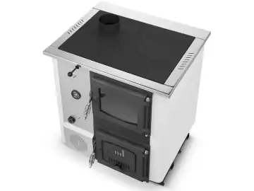 Soba tip centrala cu plita Tamara PLUS 30KW, ALB, fara cuptor