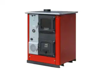 Soba tip centrala cu plita Tamara PLUS 30KW, ROSIE, fara cuptor
