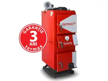 Centrala/Cazan pe lemn/carbune Termax Grizzly 40 kW cu ventilator si automatizare, 250 m², Ø cos fum 220 mm, volum manta apa 135 litri, grosime focar 6 mm, randament 86%, 1780 x 1200 x 560 mm