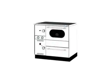 Soba de gatit cu plita si cuptor, tip centrala, Alfa Plam, AlfaTerm20, 23 kW, alb, dreapta