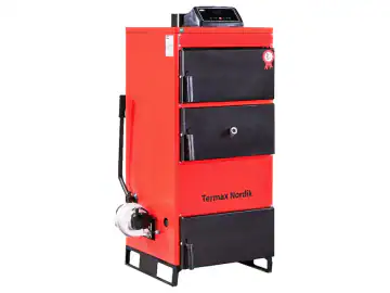 Pachet centrala pe lemn/carbune Termax Nordik 46 kW cu pompa de recirculare, radiatoare, vas de expansiune si grup siguranta