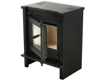 Semineu metalic A-CAMINETTI AMSTERDAM RS67, freestanding, pe lemne, putere maxima 8 kW, randament 75%, negru