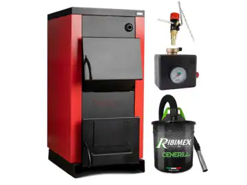 Pachet centrala/cazan pe lemne 25 kW Termax cu ardere normala, volum manta apa 75 litri, regulator de tiraj, grup de siguranta, aspirator cenusa