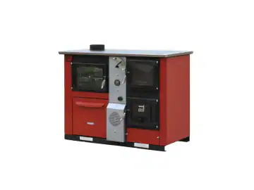 Soba pe lemne tip centrala Tamara, 25kw, rosu, evacuare stanga