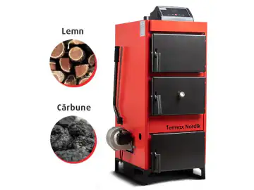 Centrala/Cazan pe lemn/carbune Termax Nordik 93 kW, cu ventilator si automatizare, Ø cos fum 220 mm, volum manta apa 200 litri, 3 bar