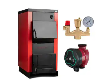 Pachet Centrala/Cazan pe lemn Termax 25 kW, cu ardere standard, volum manta apa 75 litri, Grup Siguranta, Pompa Recirculare