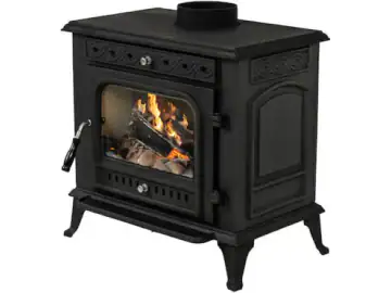 Semineu cu lemne din fonta Thunder Helios, combustibil lemn 10kW, Grosimea peretelui 8 mm, iesire de evacuare 160mm, 630x630x430 mm, Clasa de eficienta energetica: A, Negru