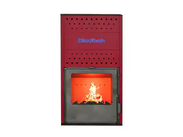 Termosemineu pe lemne 13.7 kW, pentru incalzire centrala, cu geam termoizolanta, rosu, BT-HIDRO15 R, BlauTech