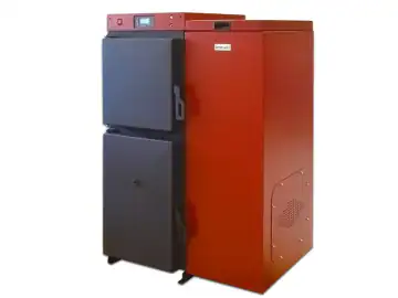 Centrala mixta lemn/pelet Termax Tera 40 kW, 265 mp, buncar peleti 120 kg, volum manta apa 100 litri, diametru cos Ø120 mm