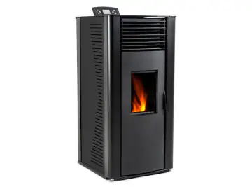 Semineu pe peleti Thunder Vayne-Black 12 KW, Capacitate de stocare de 25 kg, soba recomandat pentru 120 mp, Clasa de eficienta energetica: A+, Negru