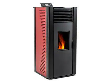 Semineu pe peleti Thunder Vayne-Red 12 KW, Capacitate de stocare de 25 kg, soba recomandat pentru 120 mp, Clasa de eficienta energetica: A+, Rosu