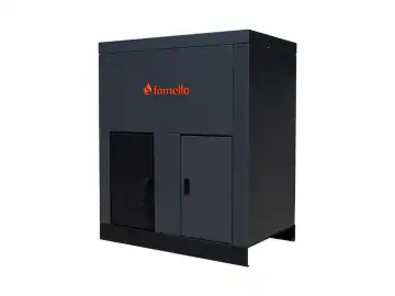 Centrala pe peleti Fornello Eco Energy 40 kW, echipata cu automatizare, afisaj digital, arzator fonta, curatare mecania a drumurilor de fum, buncar peleti integrat 100 kg