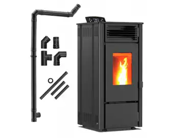 Semineu pe peleti Thunder Sophia-Black 8.1 KW, Capacitate de stocare de 16 kg, soba recomandat pentru 85 mp, Clasa de eficienta energetica: A+, Negru