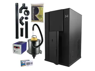 Centrala peleti KOPH PM 35 kW, buncar 80 kg, negru, pentru incalzire 230 mp, dimensiuni 1240x700x720mm