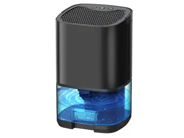 Dezumidificator pentru casa, Darklove, Rezervor 1000ml, Doua moduri de lucru si 7 lumini LED colorate, cu Functie de Uscare si Purificare a Aerului, pentru dormitor, subsol, baie, bucatarie, birou, Negru
