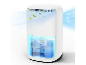 Dezumidificator Aer, Ultrixe, Rezervor 1000ml, Timer de 6H si 12H, Silentios, 7 lumini LED Colorate, Pentru Dormitor, Subsol, Baie, Bucatarie, Birou, Alb