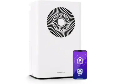 Klarstein CircleDry 12L Dezumidificator Smart cu Wi‑Fi, 2 L Rezervor, Control prin Aplicatie, Timer 24 h, Functie Defrost, Golire Continua, Silentios 38 dB, pentru camere pana la 24 m², Alb
