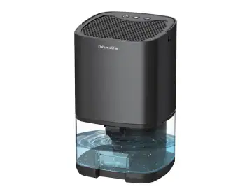 Dezumidificator pentru dormitor, dezumidificator mic pentru casa, 350 oz, 2.500 de picioare cubice (350 de picioare patrate), cu 7 lumini LED, ultra-silentios si oprire automata, negru