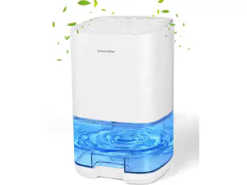 Dezumidificator electric, dezumidificator de aer pentru pana la 30 m², extrage 350 ml/zi, oprire automata la umplere, portabil, alb/albastru, 1000ml