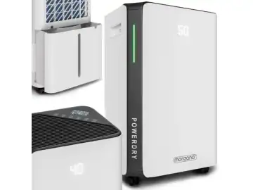 Dezumidificator portabil, Monzana, 20 L/zi, 330 W, afisaj LED, WIFI, pentru camere de cca. 20-30 m², Inaltime: 2, 6 m, timer, 4 moduri de dezumidificare, uscare rufe, husa de protectie, Alb