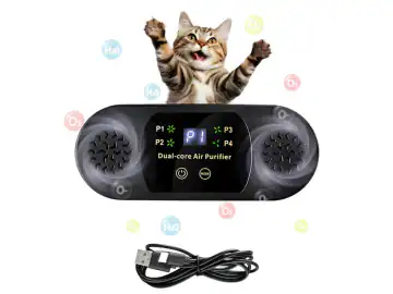 Purificator Aer Portabil 3-in-1 - Fara Ventilator Silentios, 4 Viteze AI, Elimina Mirosuri Baie, USB, Negru