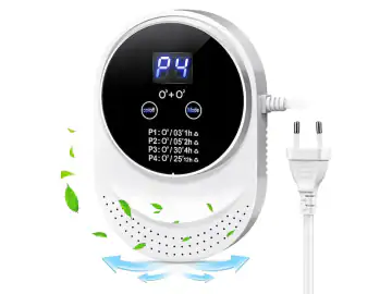 Purificator de aer Ozon, Omelivon, 5W, 150mg/h, Eliminare mirosuri animale, tutun, gatit, Stirilizare bacterii, virusi, Pentru suprafete de 5-30 mp, 99.99% eficienta, 4 moduri functionare, LCD, Mini generator de ozon purificator de aer, Portabil, Alb