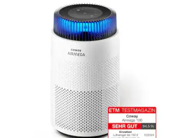 Purificator de aer Coway AIRMEGA 100, super silentios, elimină 99,999% particule, CADR 244 m3/h, dimensiuni 18,31x11,02x10,75cm