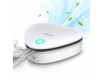 Purificator de aer Mini MBSTAR®, Cu ozon O3, Portabil USB, Neutralizator mirosuri animale, Litiera, Masina, Frigider, Pantofar, Dulap, Autonomie 13 zile, Incarcare 2 ore, Consum 3W, Spatii 15-30 mp, Alb