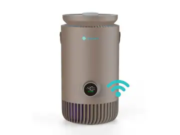 Purificator si Umidificator AlecoAir PU30 NUO Coffee, WiFi, Capacitate Umidificare 400 ml/h, True HEPA H13, Lampa UV-C, Ionizare