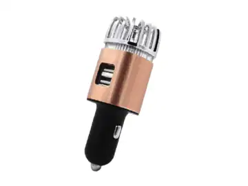 Purificator de aer cu ozon 2-in-1 si incarcator auto dual USB pentru masina, Negru/bronz