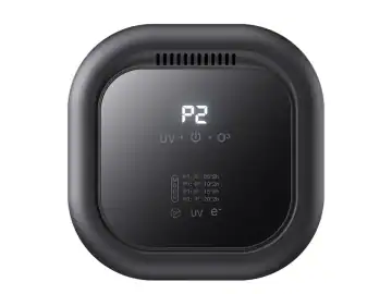 4 in 1 Purificator de aer, Rqiurpn, Sterilizare UV + ozon + ioni negativi + aromaterapie, 1 flacon ulei esential, 50 m³/h, pentru suprafete pana la 40 mp, Consum Redus 5W, Negru