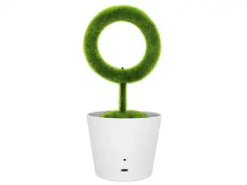 Purificator de aer acasa, planta artificiala in ghiveci verde, dormitor, pentru alergii fumatori mirosuri praf polen mucegai bacterii, bec cu LED, forma de planta, cerc, alb-verde