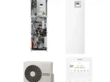 Pompa de caldura aer-apa split cu boiler incorporat de 220 litri Hitachi Yutaki S60 Combi, R32, 6 kW, monofazata, clasa energetica A+++