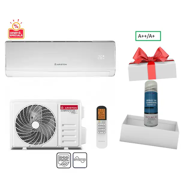 Aparat aer conditionat ARISTON KIOS 35 NET inverter 12000 BTU, Clasa A++/A+, WiFi incorporat + Spray de curatare Cadou