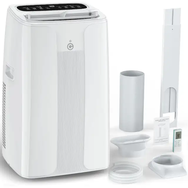Aparat de aer conditionat portabil KGOGO, 12000 BTU, 3 in 1, cu functii de racire, dezumidificare si ventilare, 43 m² (132 m³), telecomanda, culoare alb