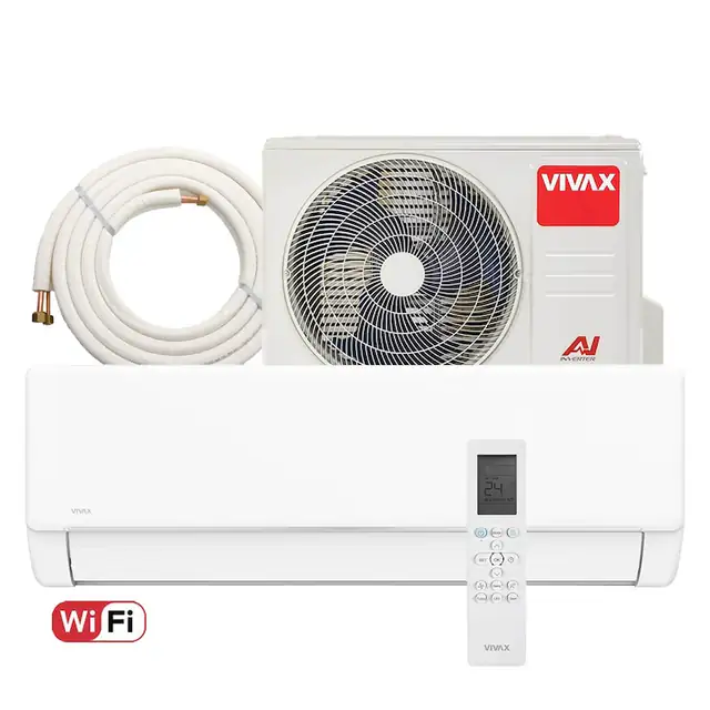 Aer conditionat Vivax ACP-12CH35AEQI Q-Design, Kit de instalare inclus, R32, Inverter, 12000 BTU/h, Clasa A++, ecran LCD, Pornire silentioasa, Sleep mode, Turbo mode, Timer, Protectie Anti-Inghet, Autocuratare