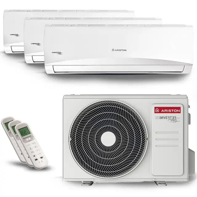 Aparat de aer conditionat multisplit Ariston 2 x 9000 BTU, 1 x 12000 BTU, Prios 80 Trial XD0