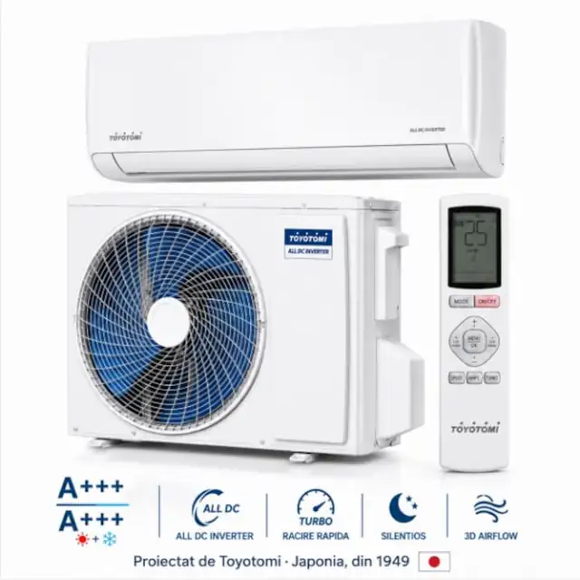 Aparat de Aer Conditionat Toyotomi-Japan VR 12000 BTU cu Wi-Fi, Clasa A+++/A+++, Active Carbon, Filtru HEPA, functie sterilizare, filtru antivirus, Auto Curatare la 56 grade C, ALB