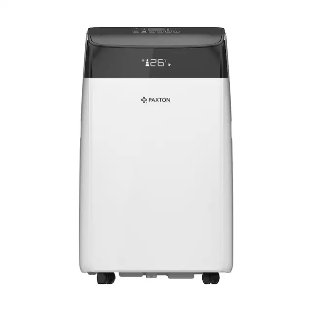 Aer conditionat portabil Paxton, dezumidificare, mod turbo, timer, autodiagnoza, filtru aer, mod de noapte, ventilatie, functie incalzire, mod silentios, 14000 BTU, A/A+, 358 x 419 x 688 mm, alb