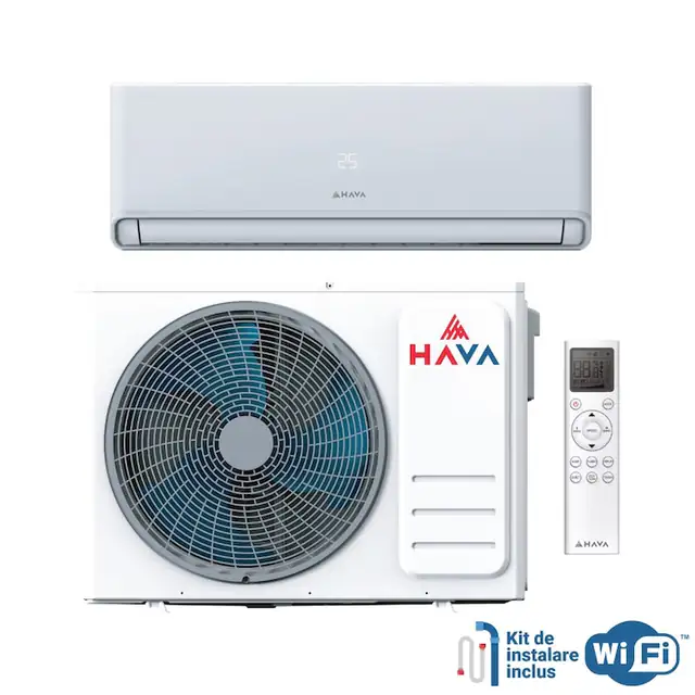 Aparat de aer conditionat, HAVA Smart Plus, 12000 BTU cu kit de instalare inclus, Clasa A+/A+++, Wi-Fi