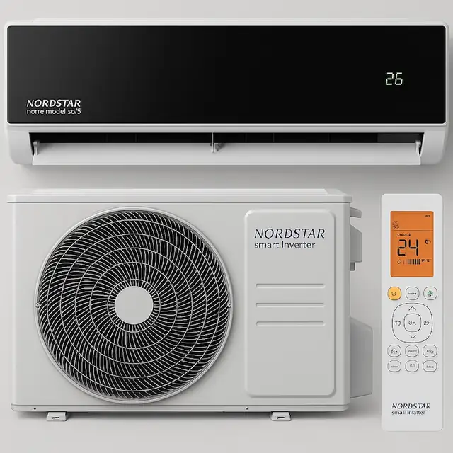 Aer conditionat NORDSTAR NOIRE, NEGRU, 12000 BTU, Racire si Incalzire, Filtru ioni de argint, Inverter, Kit Wi-Fi inclus