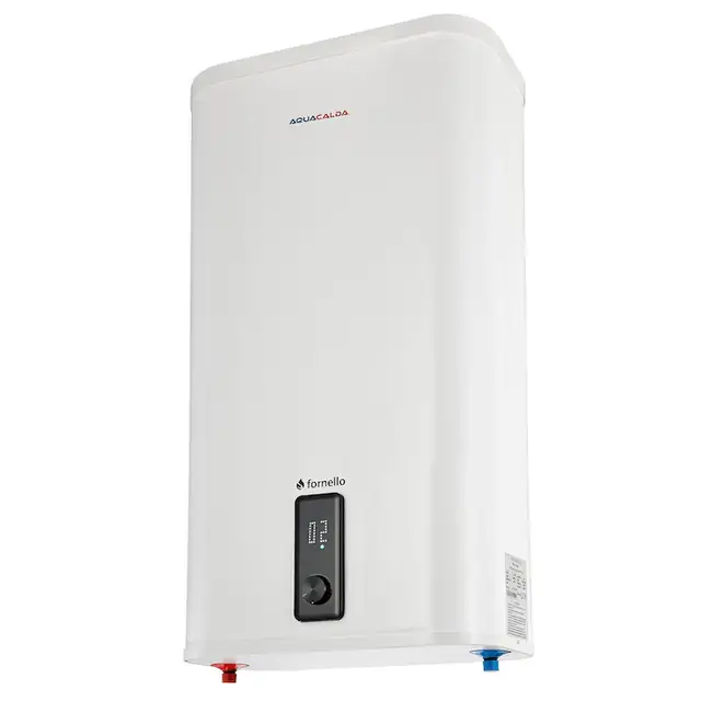 Boiler electric Fornello AQUACALDA Flat, 100 Litri, 2000 watt, reglaj extern al temperaturii, poliuretan expandat, montare Verticala sau Orizontala, grad de protectie IPX4, anod de magneziu si afisaj digital