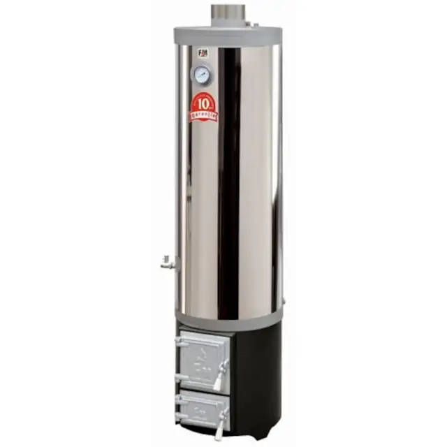 Boiler pe lemne din inox 90L cu focar economic samotat si usi din fonta